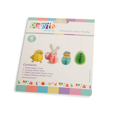🎊 Adorno Papel Pascua Huevitos 4 Unidades