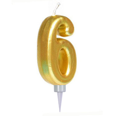 Vela Numeral Metal Gigante # 6