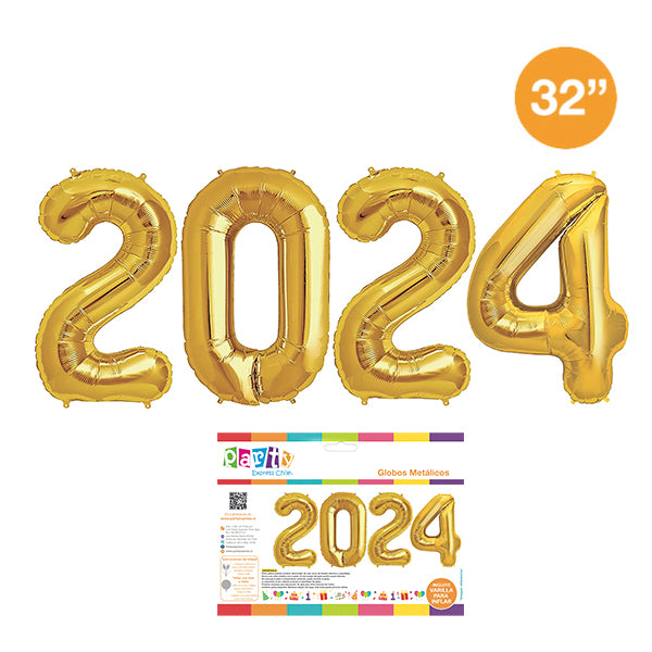 GLOBO METALIZADO AÑO NUEVO 2024 - 32"
