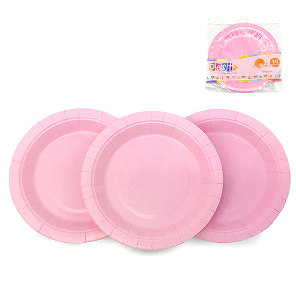 PLATO CARTON 18 CM ROSADO   10 UNIDADES