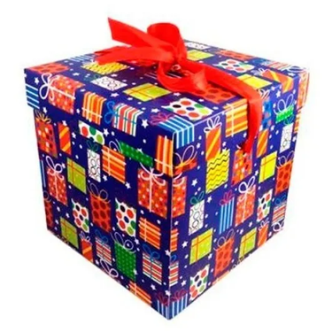 Caja De Regalo Plegable Fondo Azul Grande 22 X 22 X 22 Cm