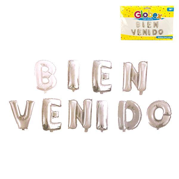 GLOBO BIENVENIDO PLATEADO