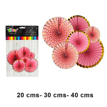 Abanico Golden Rosado 20/30/40 Cms