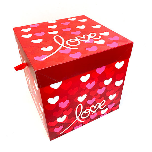 CAJA PLEGABLE CON CINTA GRANDE LOVE 22x22 CM