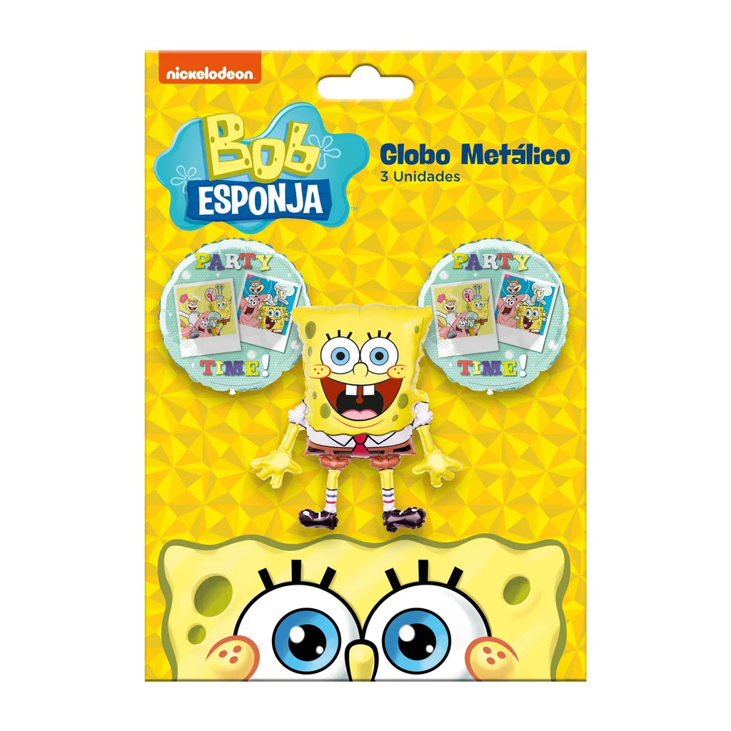 SET GLOBOS MYLAR BOB ESPONJA   3 UNIDADES