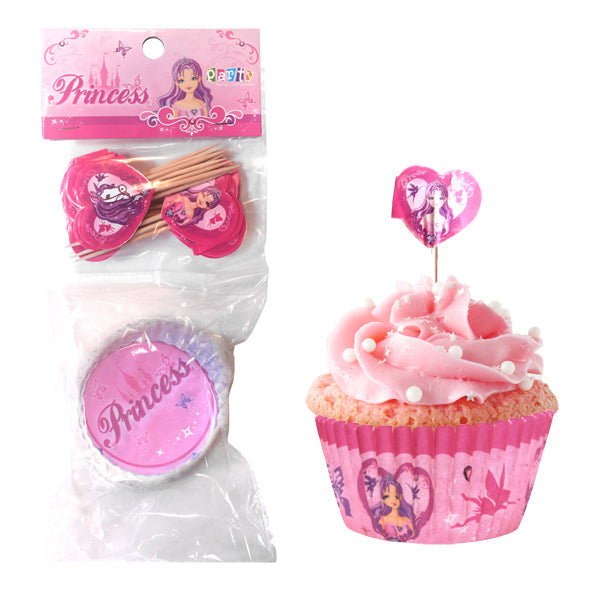 SET CUPCAKES+PICKS PRINCESA Y UNICORNIO PRINCESS  48 UNIDADES