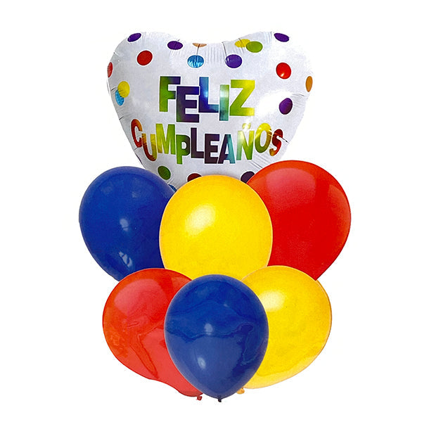 GLOBO LATEX/MYLAR CORAZON F.C.   7 PIEZAS