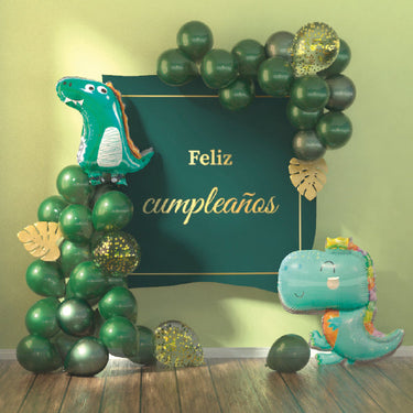 Globo Metalico/Latex Dino 46 Piezas