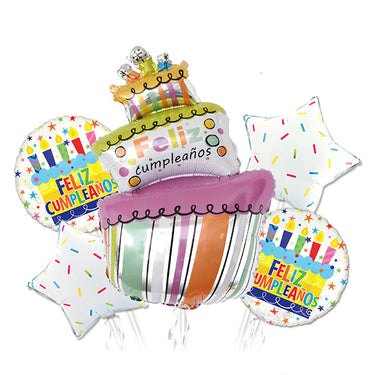 Globo Mylar Torta Blanco 5 Piezas
