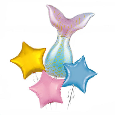 Globo Mylar Cola Sirena 4 Piezas