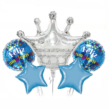 Globo Mylar Corona Plateado 5 Piezas