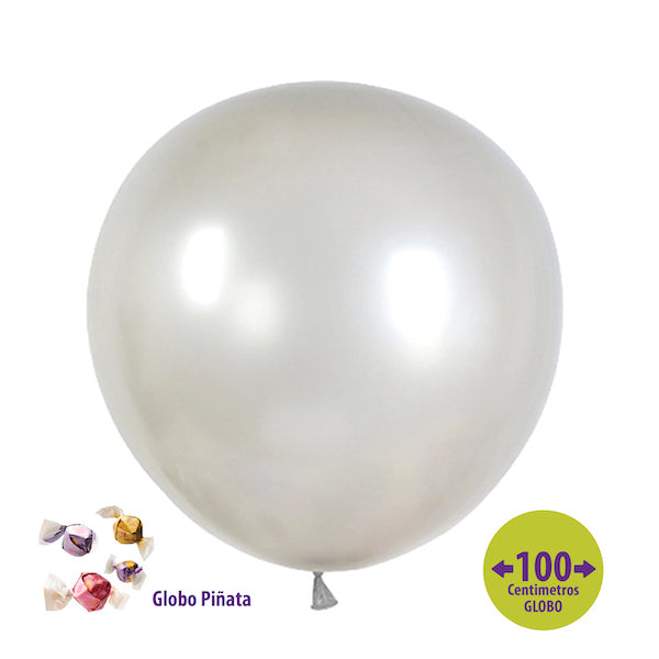 GLOBO PIÑATA R40 PLATEADO