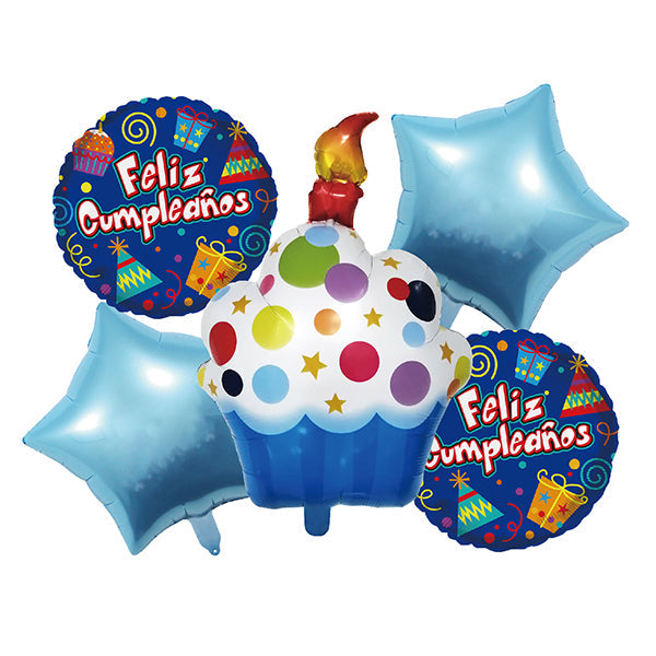 GLOBO MYLAR F.C. CUPCAKE AZUL   5 PIEZAS