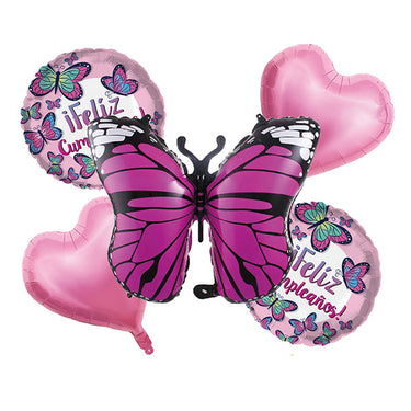 Globo Mylar F.C. Mariposa 5 Piezas