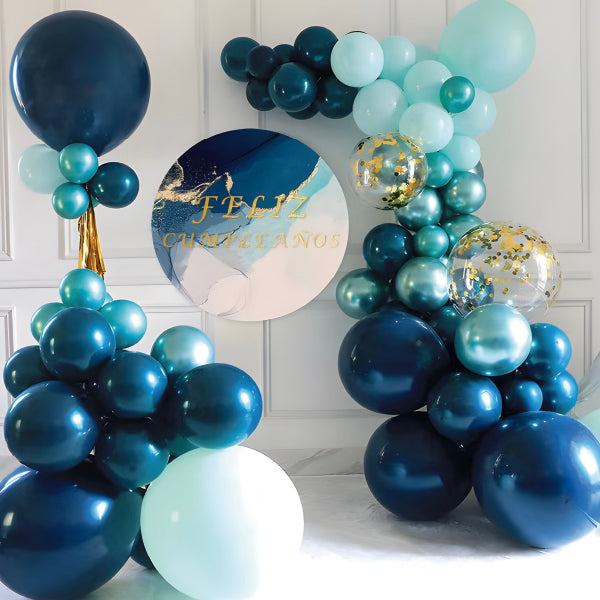 ARCO GLOBOS ORGANICOS F.C AZUL   64 PIEZAS