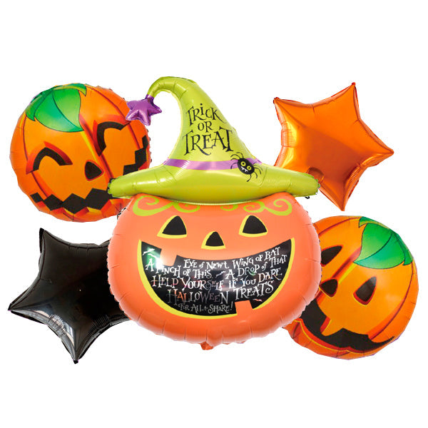 GLOBO MYLAR CALABAZA GORRO   5 PIEZAS