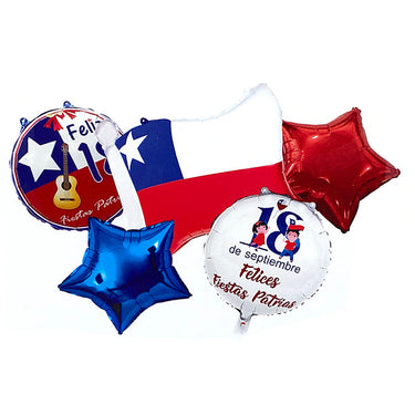 Globo Metalico Bandera Feliz 18 5 Piezas