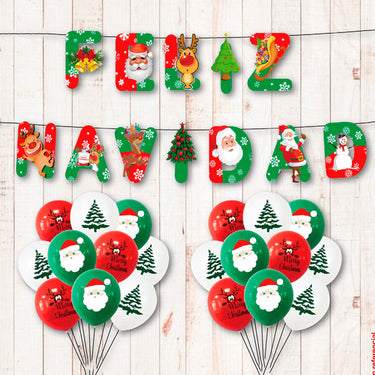 Globo Latex/Banner Navidad 21 Piezas