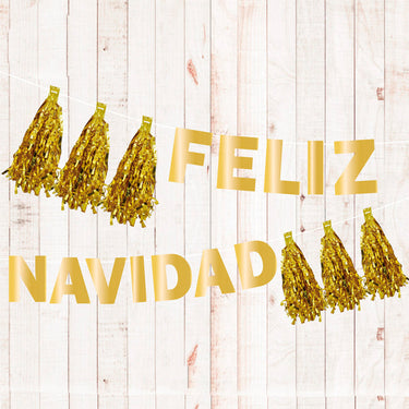 Banner Tassel Navidad Letras 3M Gold