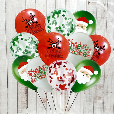 Globo Latex Confeti Impreso Navidad 11 Piezas