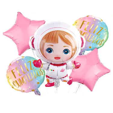 Globo Mylar Astronauta Girl 5 Piezas