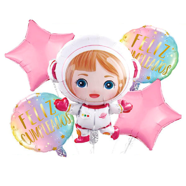 GLOBO MYLAR ASTRONAUTA GIRL   5 PIEZAS