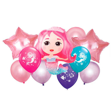 Globo Latex/Mylar Sirenita 10 Piezas
