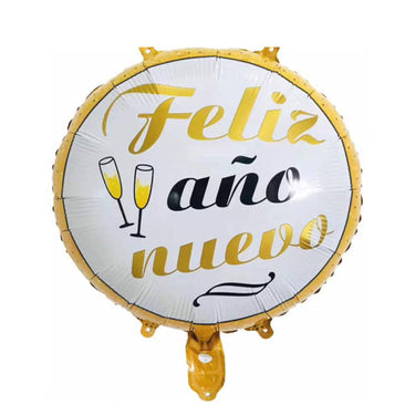 Globo Mylar Redodno 18" Feliz Año Nuevo Copas