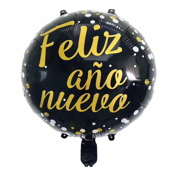 GLOBO MYLAR REDODNO 18" FELIZ AÑO NUEVO CONFETTI