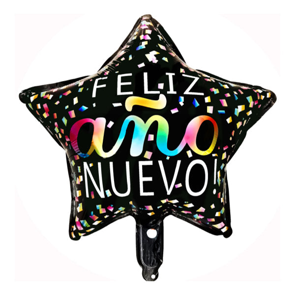 GLOBO MYLAR ESTRELLA 18" FELIZ AÑO NUEVO MULTICOLOR