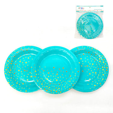 Plato Estrellas Y Circulos Celeste 6 Unidades
