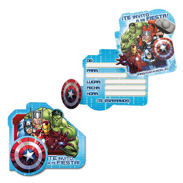 TARJETA INVITACION AVENGERS   6 UNIDADES