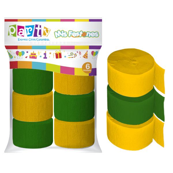 Festón Verde / Lila / Amarillo x 6 Unidades