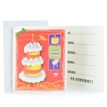 Tarjeta De Invitacion Torta Con Vela 6 Unidades