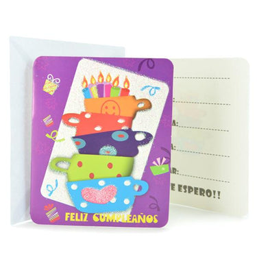 Tarjeta De Invitacion Tazon Glitter 6 Unidades
