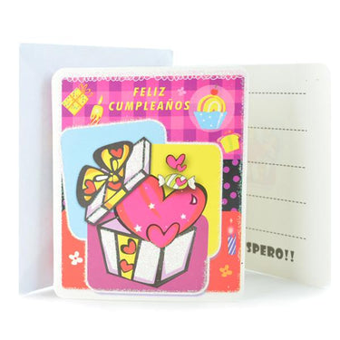 Tarjeta De Invitacion Regalo Corazon Glitter 6 Unidades