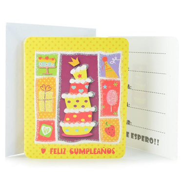 Tarjeta De Invitacion Torta Y Accesorios 6 Unidades