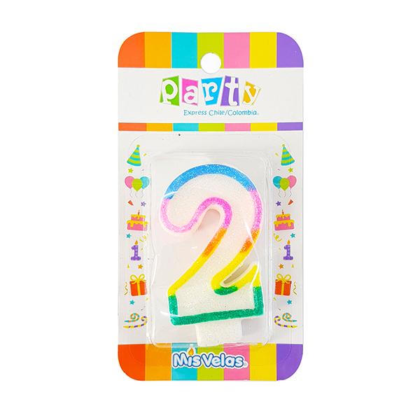 VELA NUMERAL GLITTER Nº 2