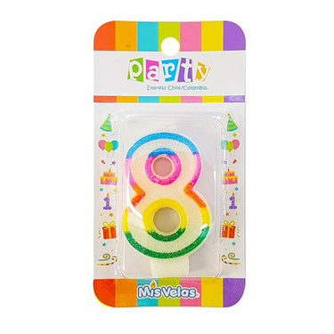 Vela Numeral Glitter N 8