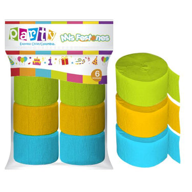 Feston Amarillo/Celeste/Verde Lima 6 Unidades