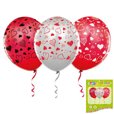 Globo #9 Full Impreso Corazon 12 Unidades