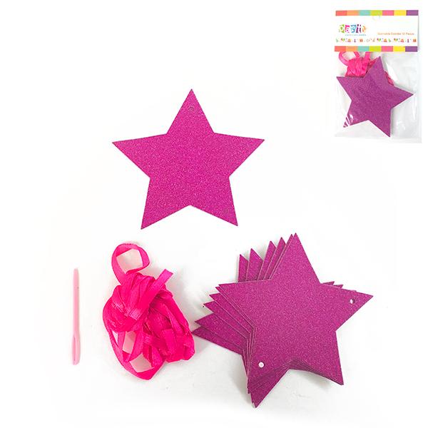 GUIRNALDA ESTRELLA GLITTER FUCSIA