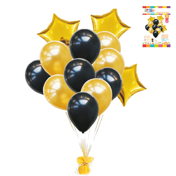 GLOBO BOUQUET #12 LATEX/MYLAR DORADO 10 UNIDADES