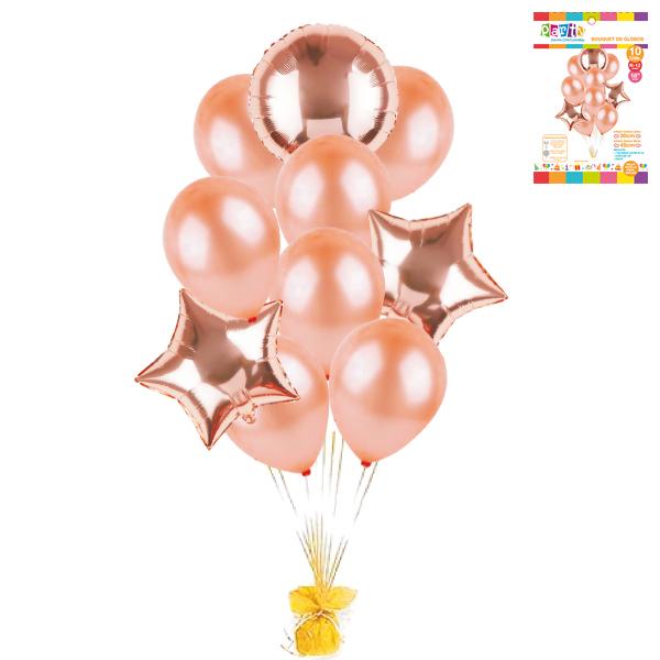 GLOBO BOUQUET #12 LATEX/MYLAR ROSADO   10 UNIDADES