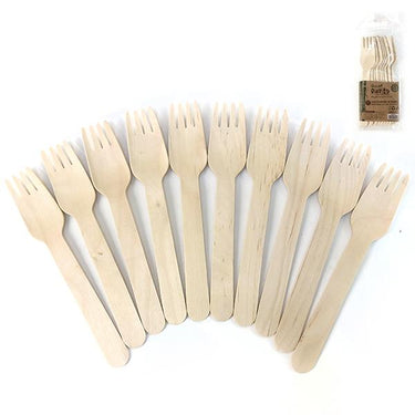 Cubierto Ecologico Madera Tenedor 10 Unidades