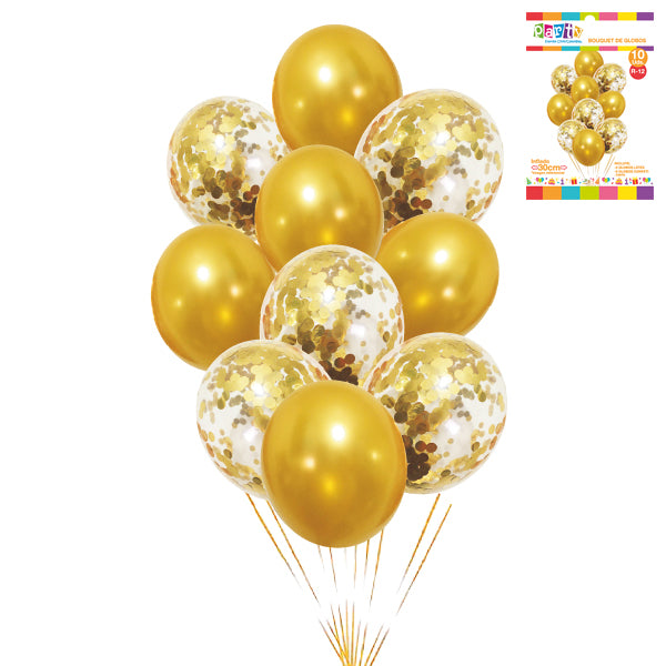 SET BOUQUET DE GLOBOS DORADO