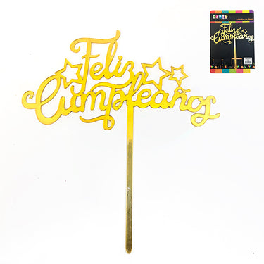 Adorno Pick Feliz Cumpleaños Dorado