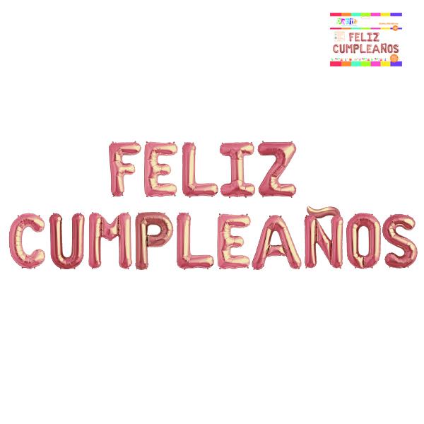 GLOBOS METALIZADOS LETRAS FELIZ CUMPLEAÑOS 16" ROSA