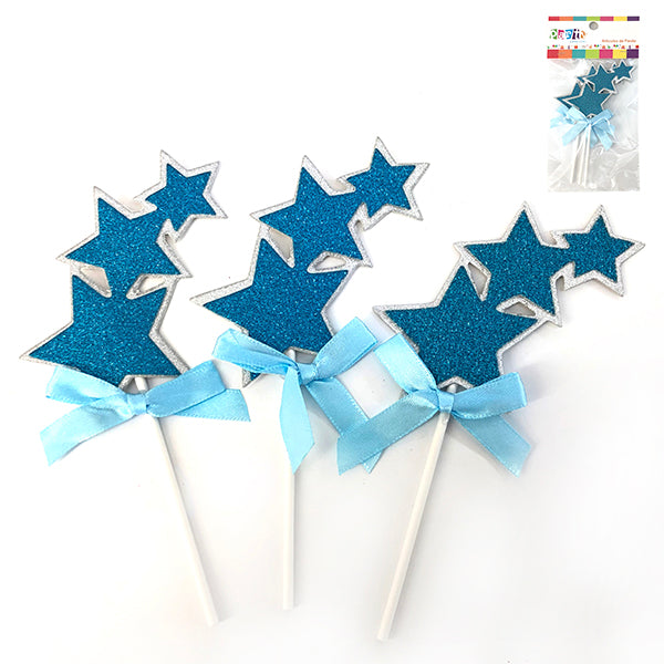 SET PICK ESTRELLA 3 UNIDADES CELESTE