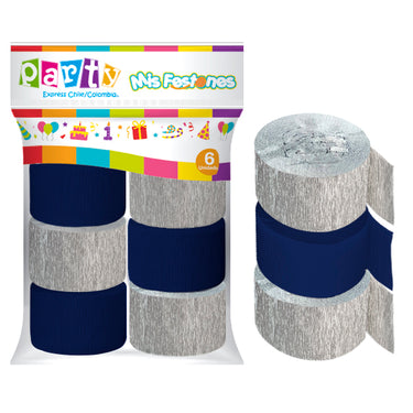 Feston Metal Plateado Y Colores 6 Unidades
